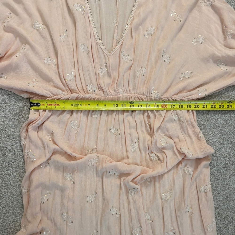 Muche‎ et Muchette Blush Pink Sequin Embroidered Asymmetrical Maxi Dress O/S - Picture 7 of 8